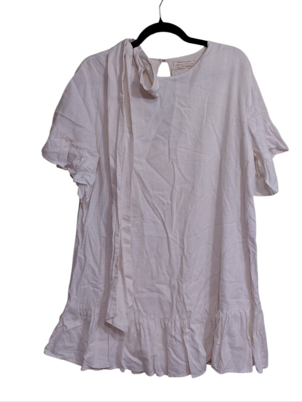 Urban Outfitters White Tie-Scarf Ruffle Mini Dress